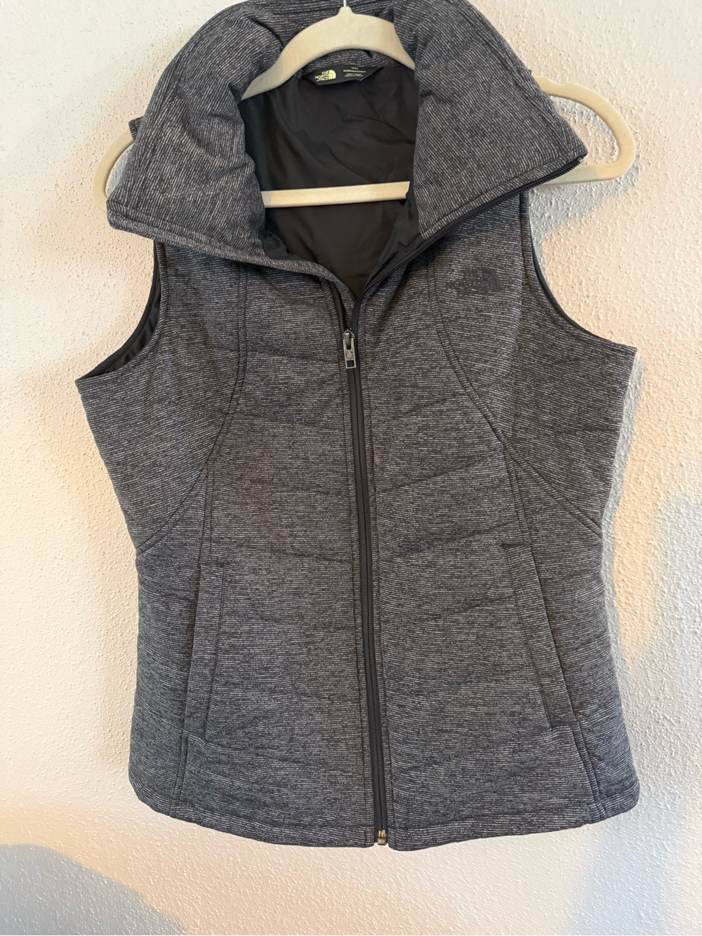 (M) The North Face Women's Gray Quilted Vest with High Collar